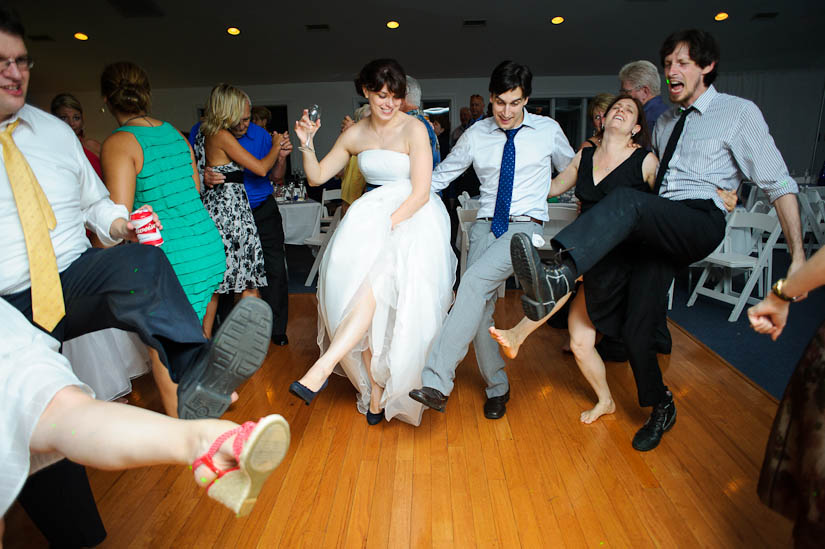 doing the can-can at the wedding reception