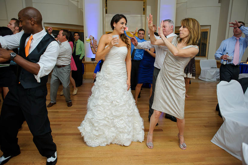bride and her mom dancing at wedding reception