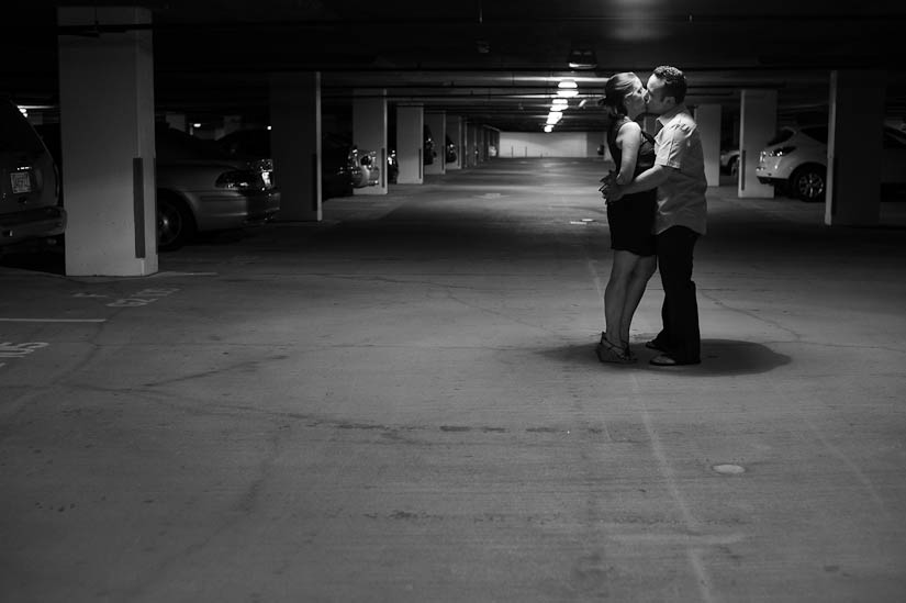 engagement photos in a parking garage