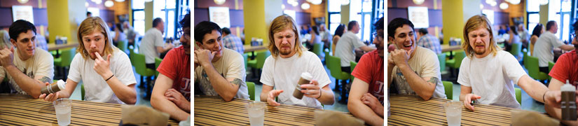 groomsmen eating burgers on wedding day