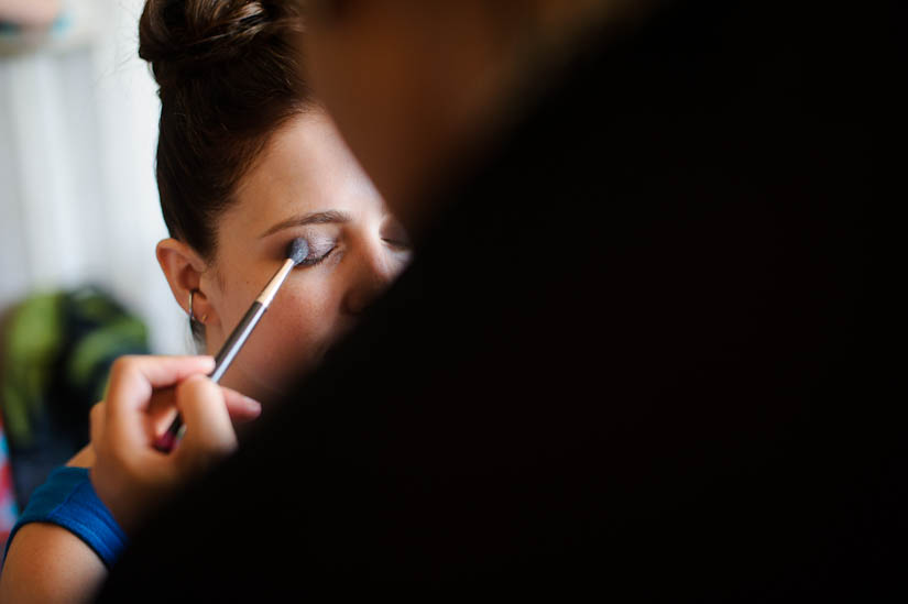 bride gets her makeup done at dc arts club