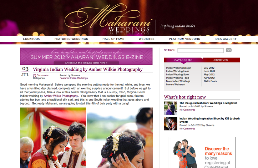 featured indian wedding on maharani weddings