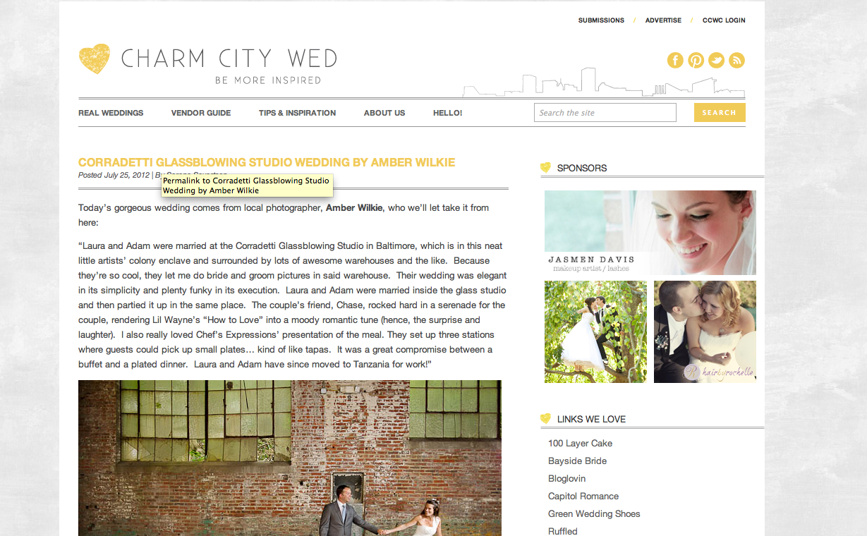 wedding feature on baltimore wedding blog charm city wed