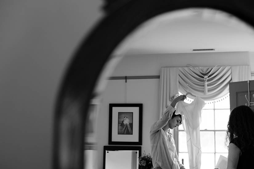 bride getting ready at woodlawn manor wedding