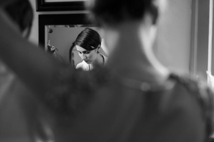 bride getting ready at woodlawn manor wedding