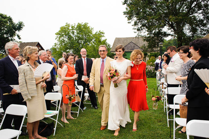 bride walking down the aisle at woodlawn manor wedding