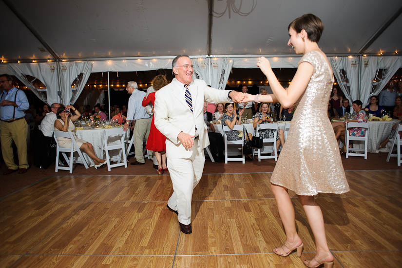 dad and bride dancing at woodlawn manor wedding ceremony