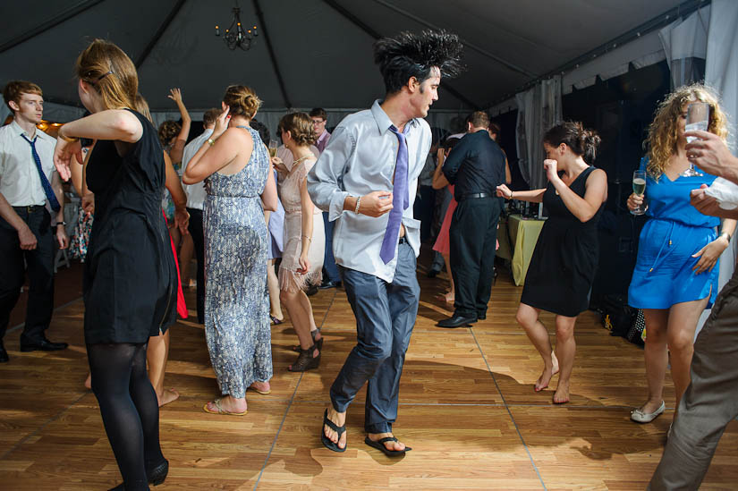 getting down on the dance floor at the wedding