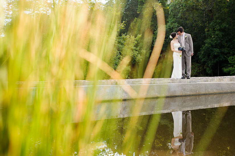 bride and groom at mountain lakes house