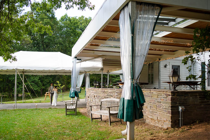 bride and groom having a last dance at mountain lakes house