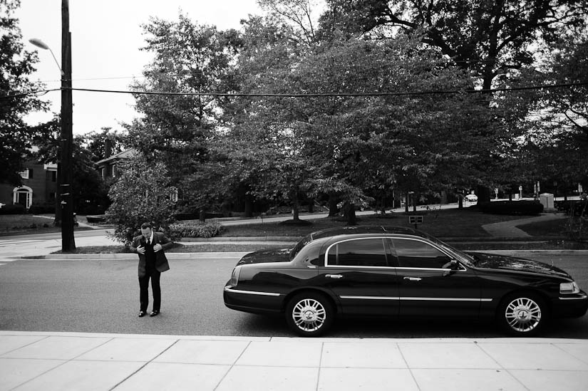 groom outside the church in washington dc