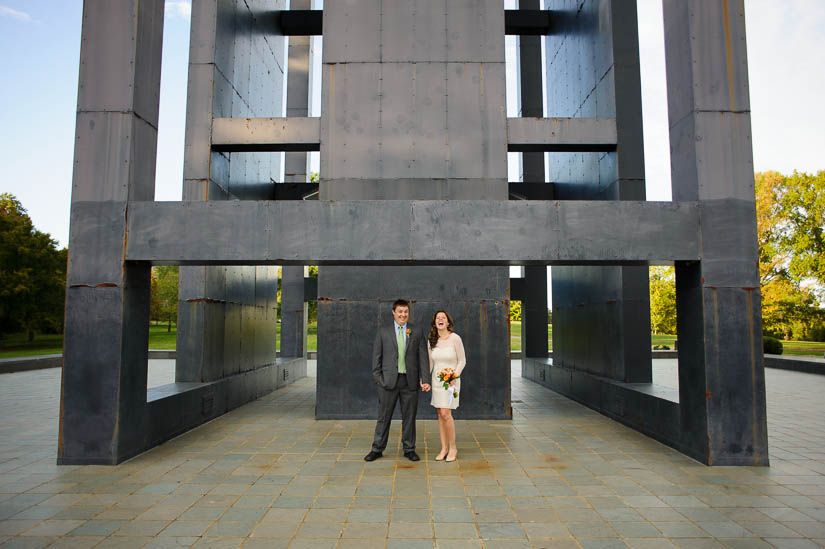 weird architectural wedding portraits at netherlands carillon