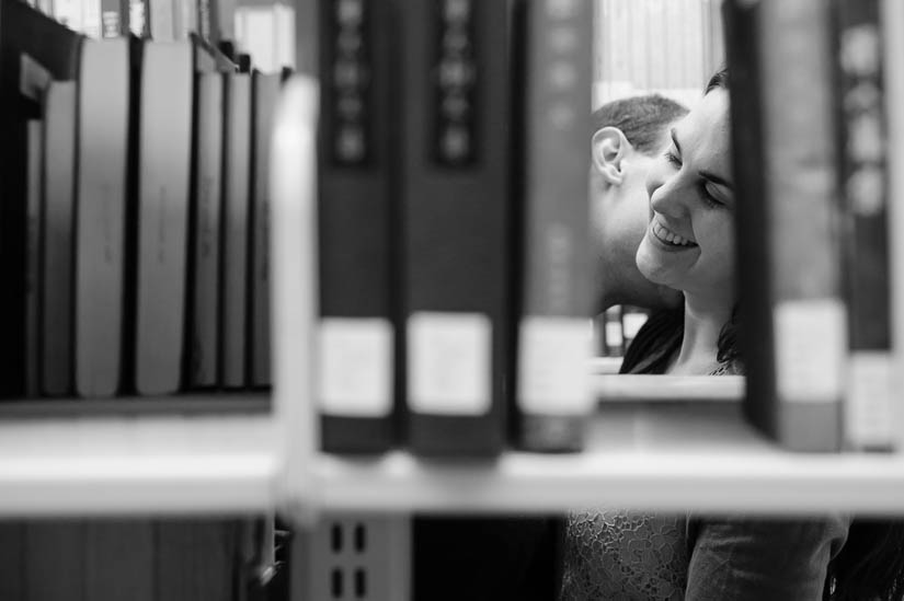 sexy library engagement photos