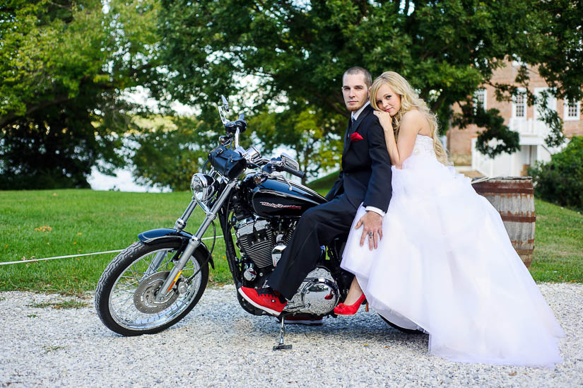 Historic-Londontown-Annapolis-wedding-17 wedding photography with a motorcycle
