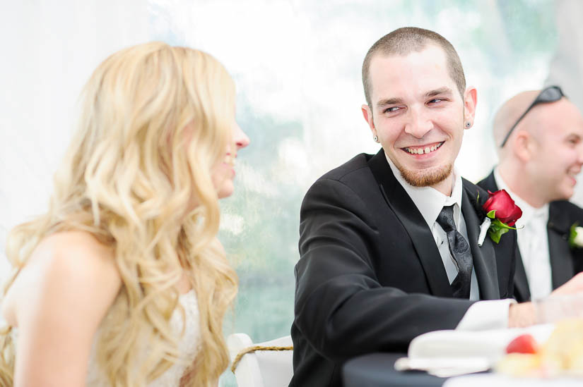 groom looking at his bride at historic london town wedding