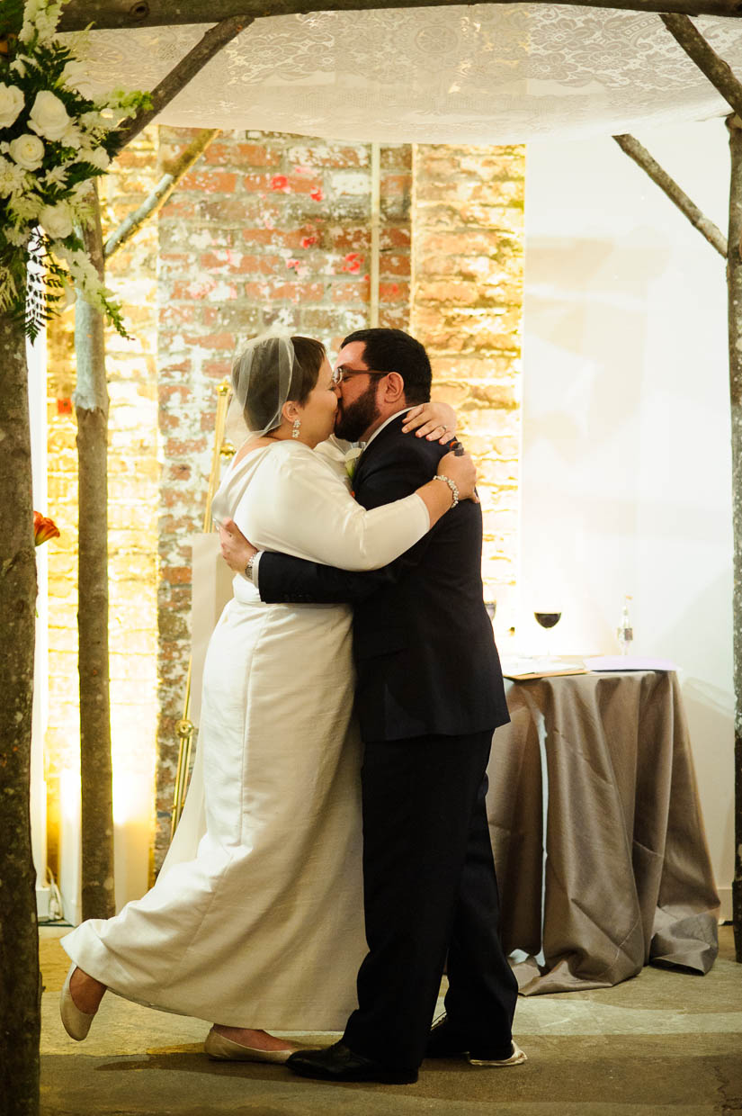 first kiss at longview gallery wedding