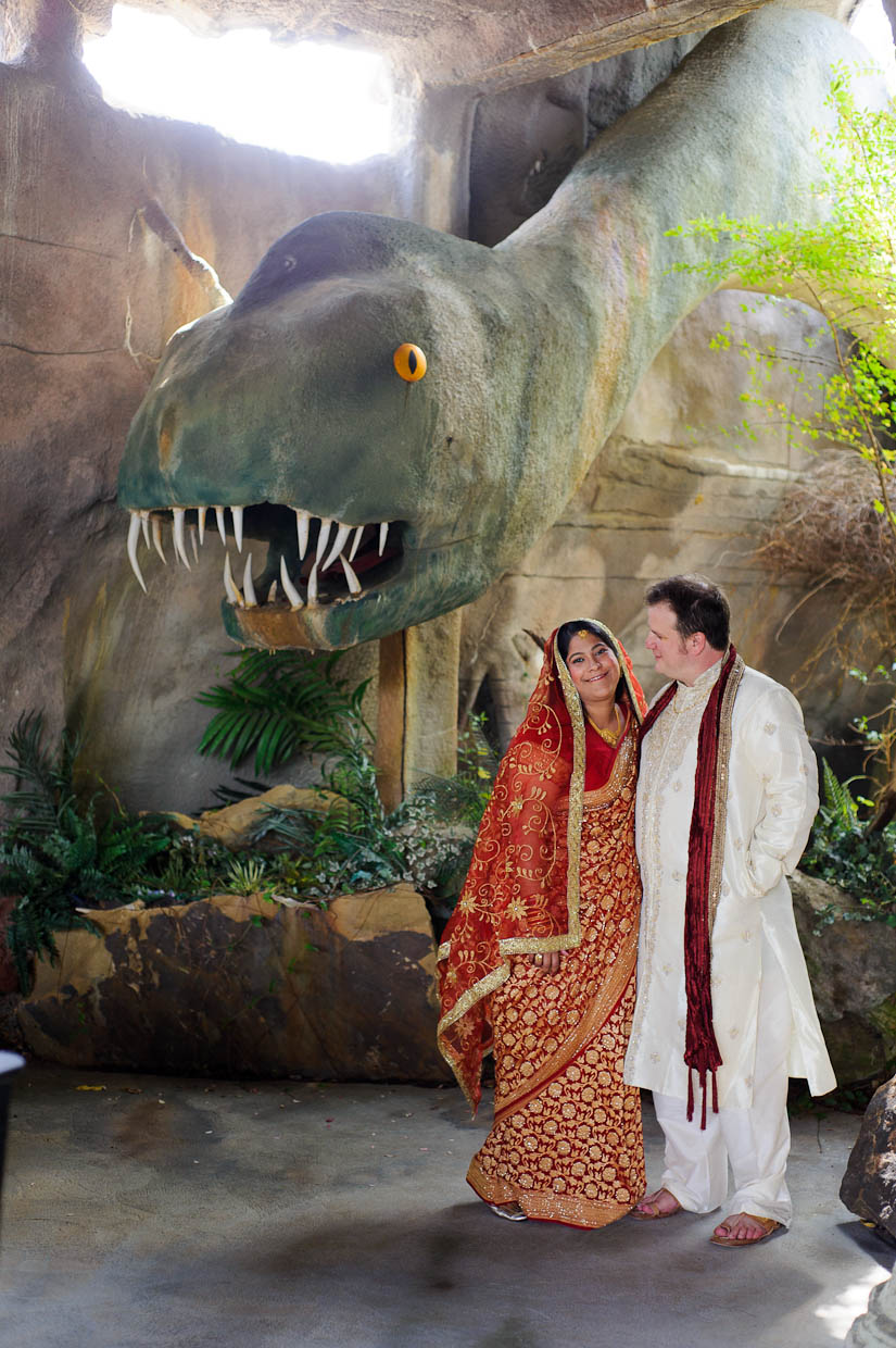 New-Jersey-Indian-wedding-12 bridal portraits with dinosaur at garden falls