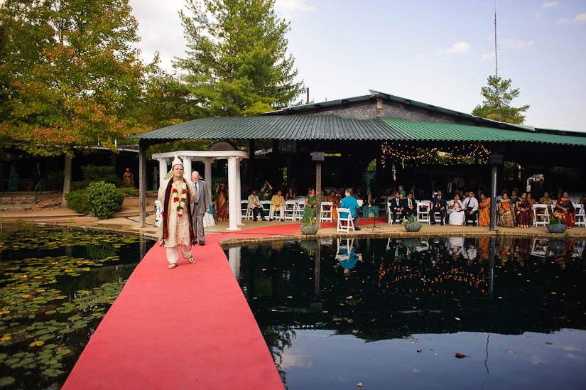 groom coming to the mundap at garden falls indian wedding