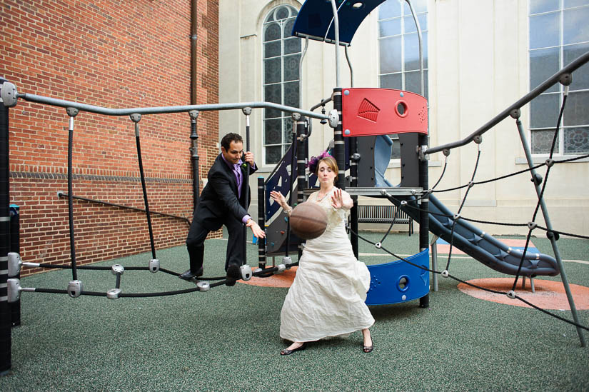 wedding photography at a playground
