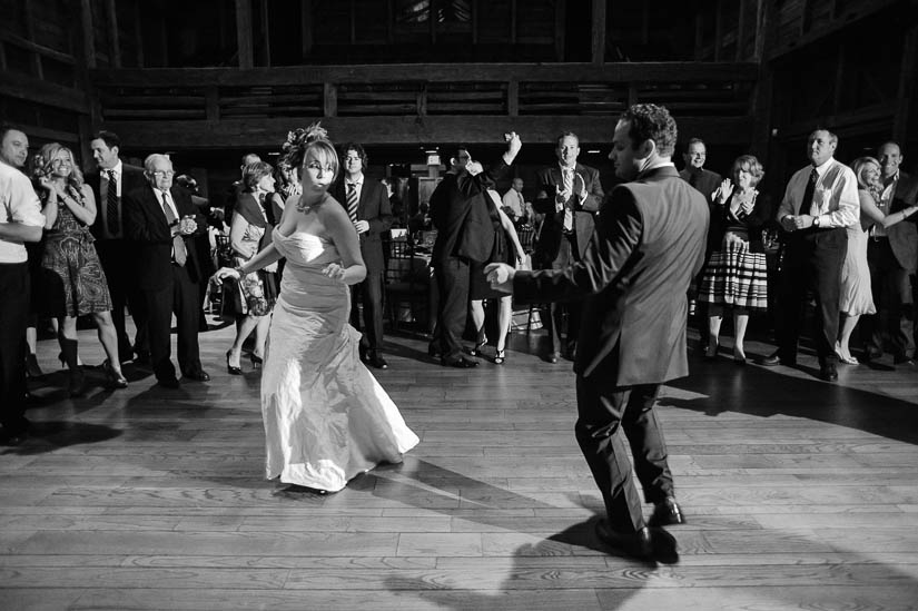 bride and groom dancing at the barns at wolf trap wedding