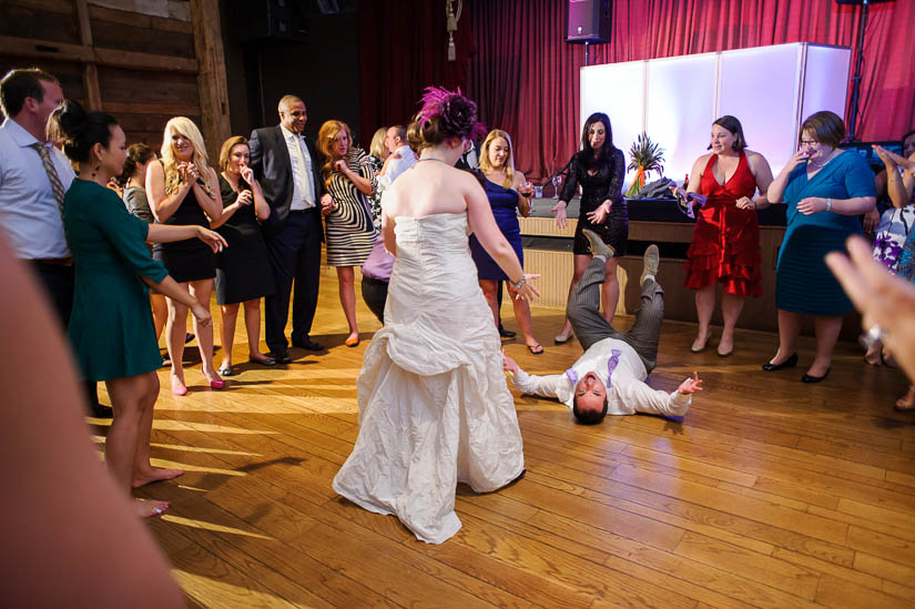 guests dancing on the floor at the barns at wolf trap wedding
