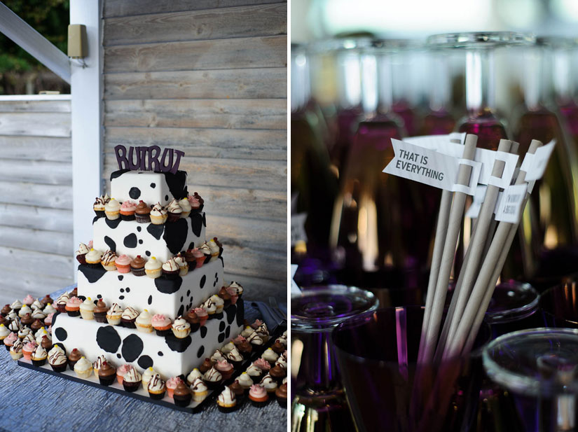 great dane wedding cake and personalized straws