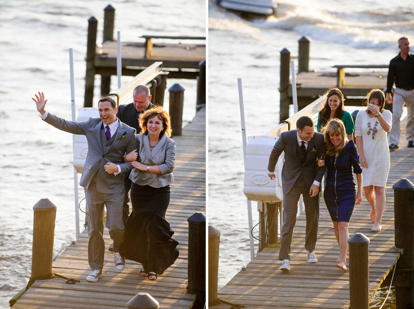 walking up the harbor to the wedding ceremony