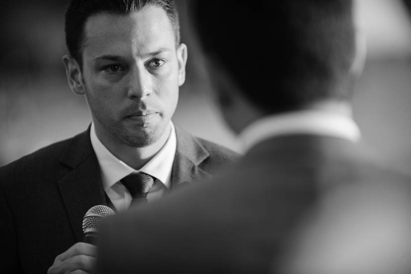 groom getting emotional during wedding ceremony