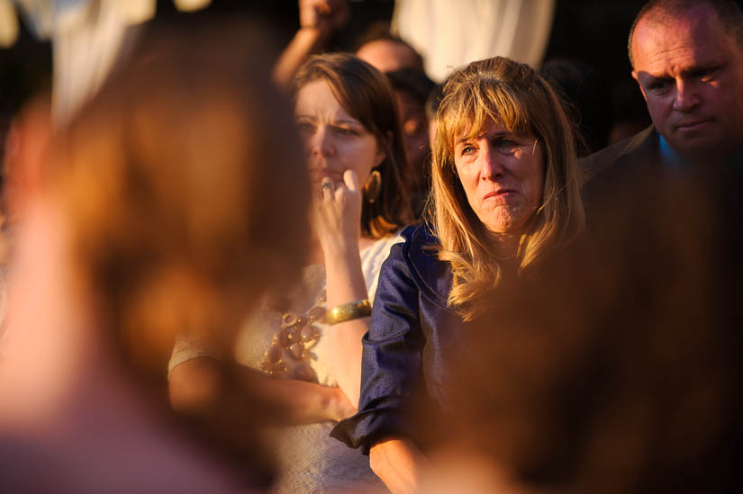 mother of the groom getting emotional during wedding ceremony