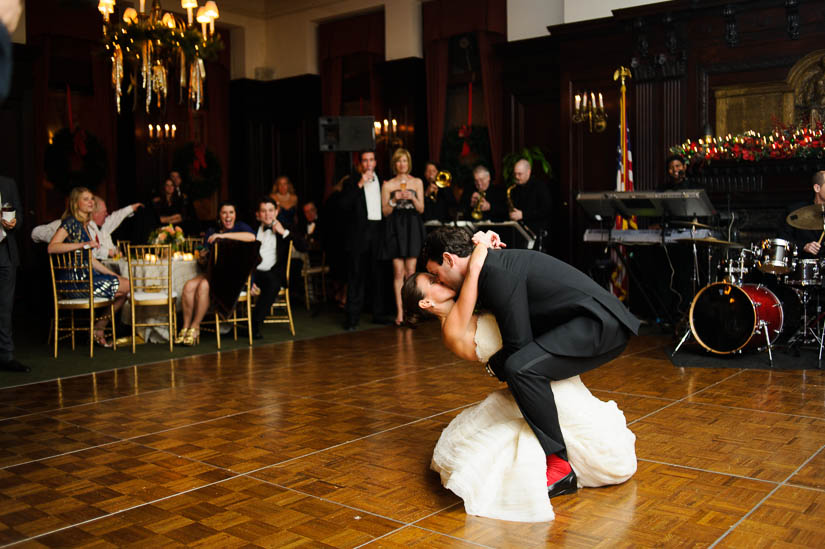bride and groom dancing at maryland club wedding