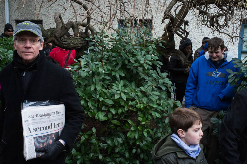 people cutting through the bushes during the 2013 inauguration