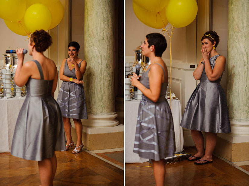bridesmaids giving speeches at carnegie institution for science wedding