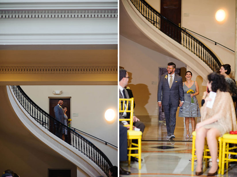 groom entering the wedding at carnegie institution for science