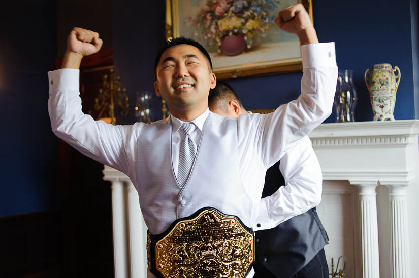 groom getting his wwf belt