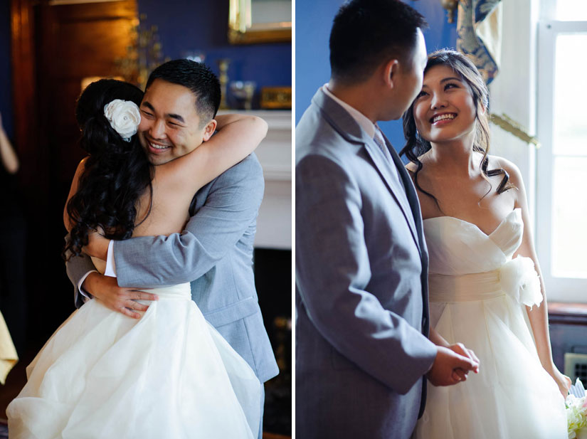 bride and groom at their first look