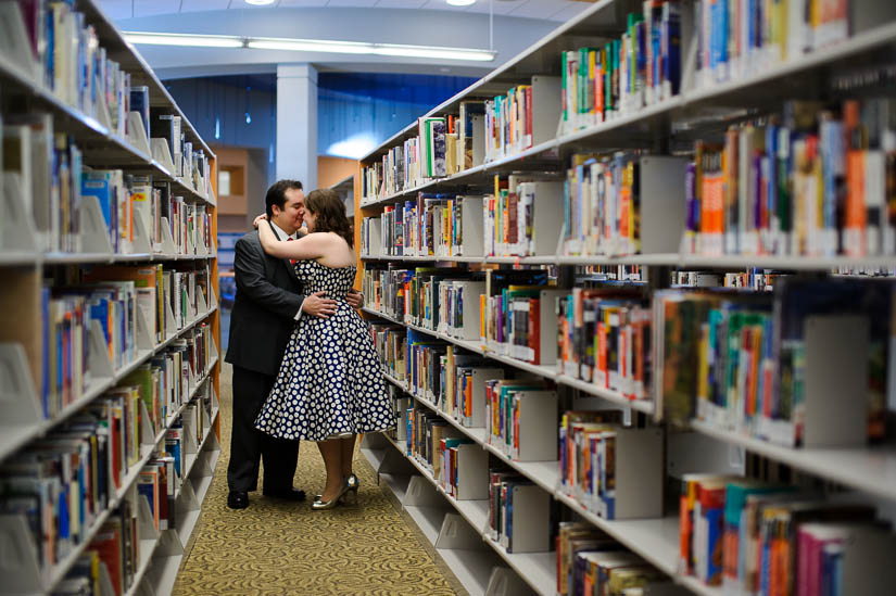 wedding photography in a library