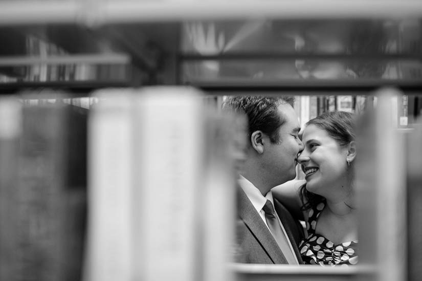 wedding photography in a library