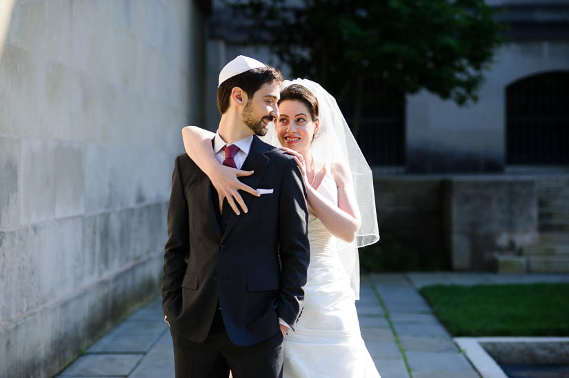 bride and groom at the Baltimore museum of art