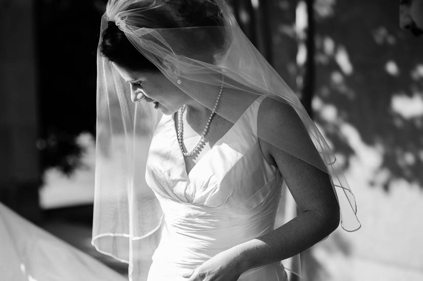 bride in the dappled sunlight