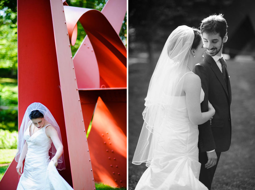 cool wedding pictures with outdoor sculpture in baltimore