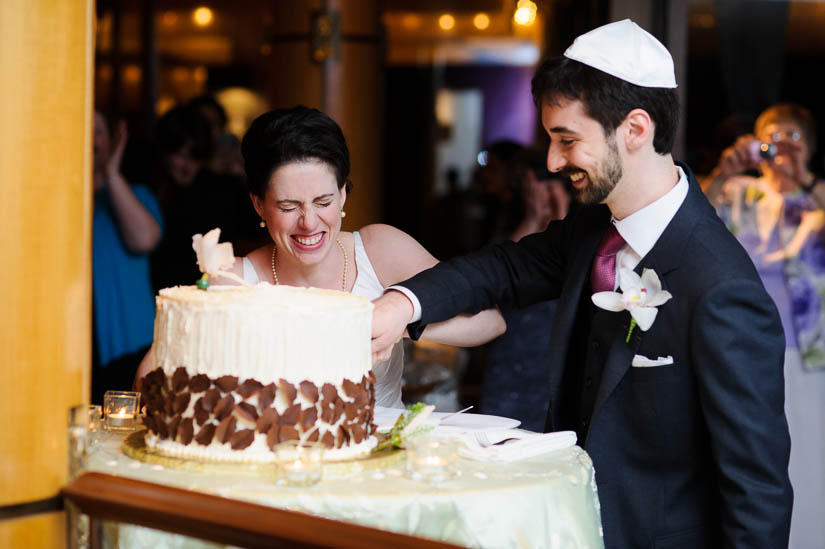 cutting the cake at gertrude's wedding