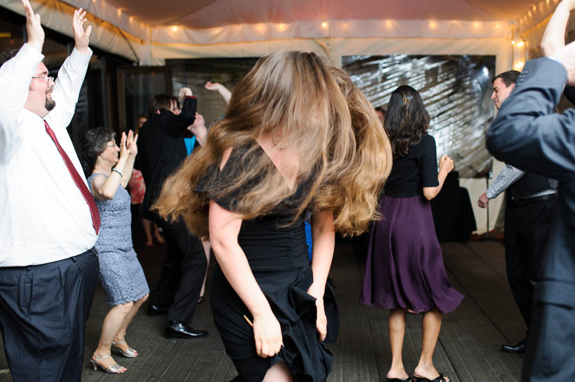 super long hair at the wedding reception