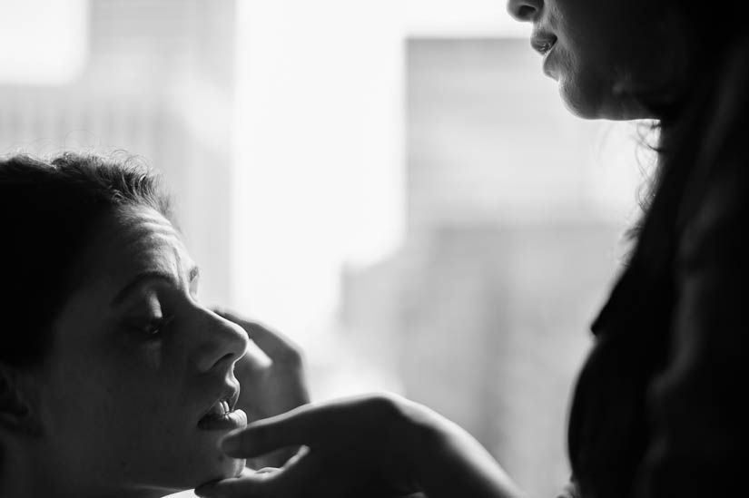 bride gets made up at the hotel monaco in baltimore