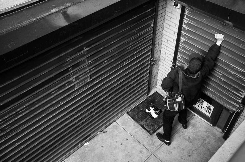 opening a store shutter