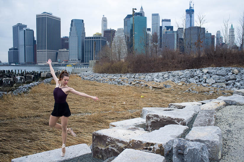 ballerina on the waterfront in nyc