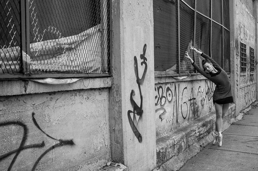 dancer on a gritty brooklyn street