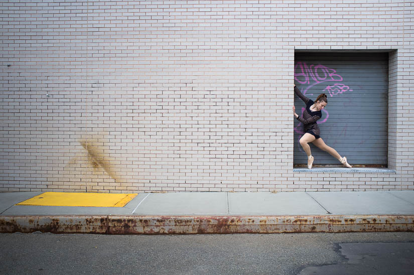 ballerina in a brooklyn nyc streetscape