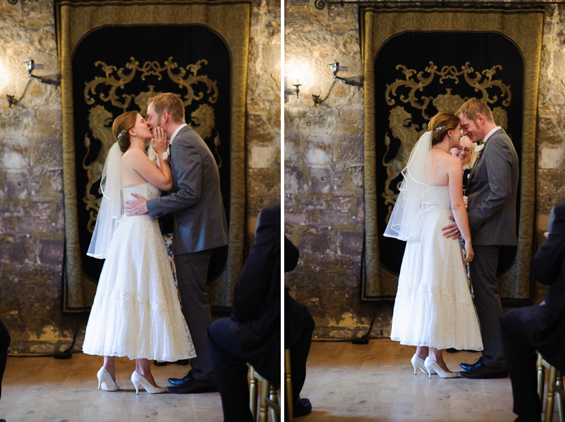 first kiss at north yorkshire england wedding