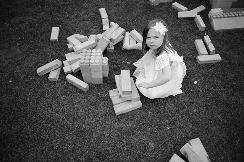 little girl playing with blocks at danby castle wedding