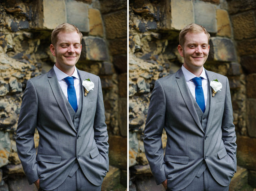 portrait of the groom at danby castle wedding